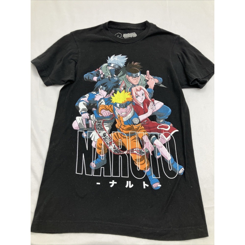 Vintage NARUTO Shirt Men's Small Black All Over Print Akatsuki Sasuke Madara